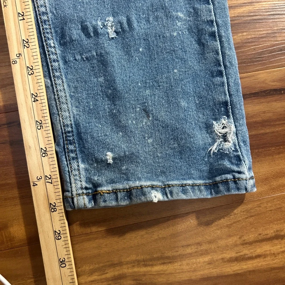 Levis 505 Regular Fit Blue Jeans Mens 34x30 Distressed Paint Splatter Thrashed